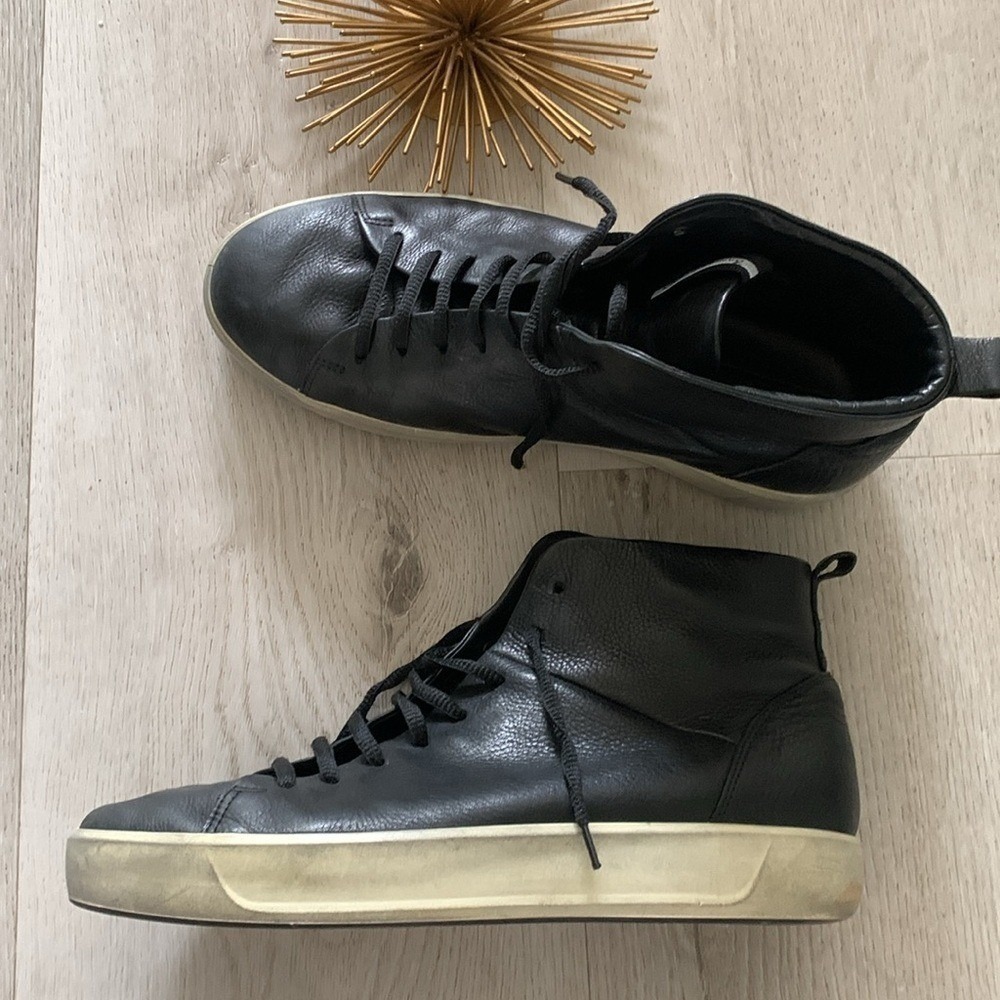 Men's Black Ecco  Danish design Leather Lace Up Sneaker‎ Boot size 43 - Picture 9 of 11